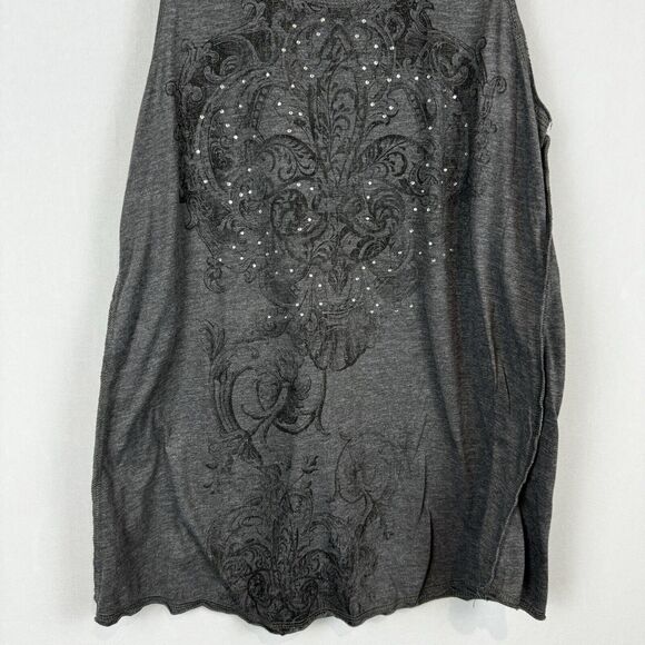 Michelle Sparkly Embellished U-Neck Tank Top Grey Casual Wear Size Small y2k - Picture 6 of 16